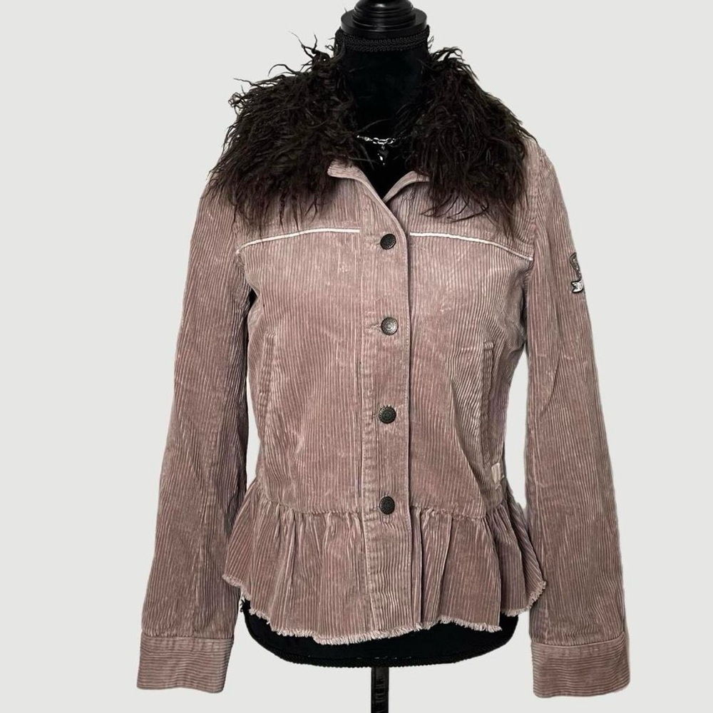 Odd Molly Mauve Corduroy Jacket with Faux Fur Collar